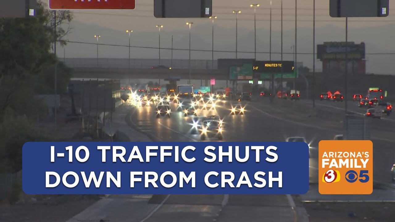 Crash restricts freeway lanes in I-10 at Baseline Road