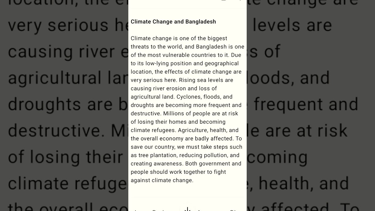 Paragraph. Climate change and Bangladesh. 