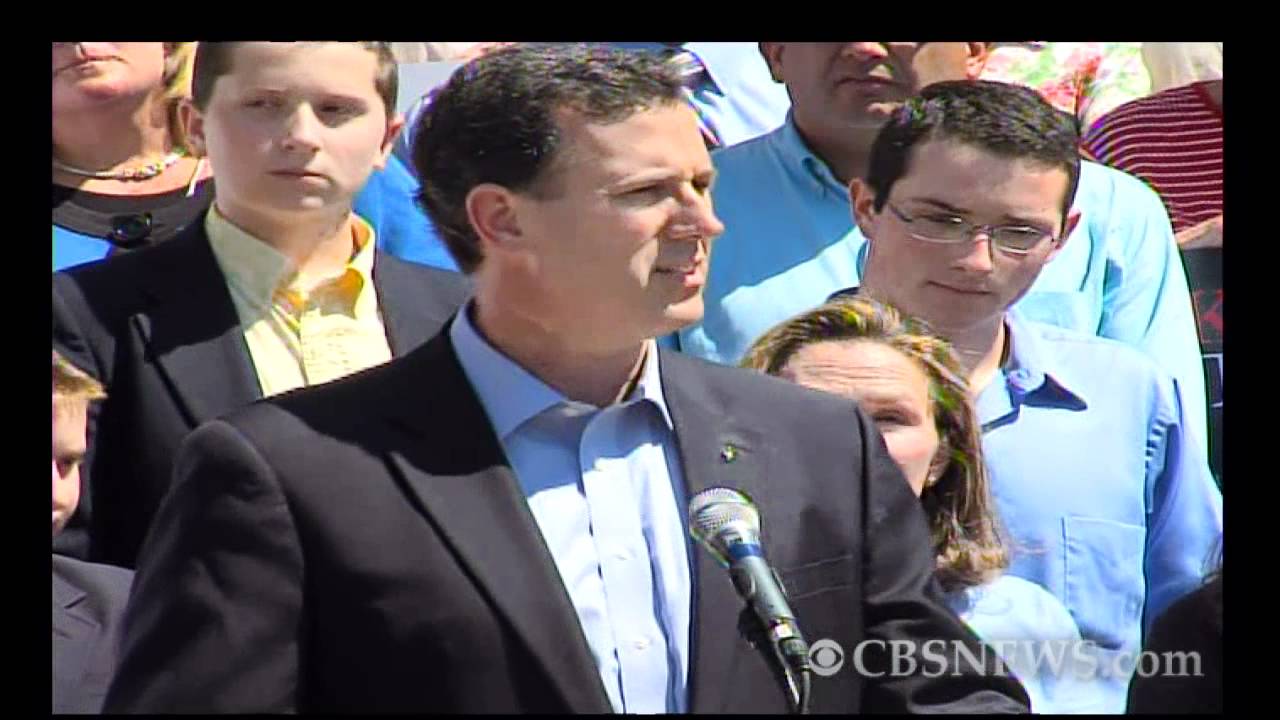 Santorum slams "Obamacare" in 2012 announcement