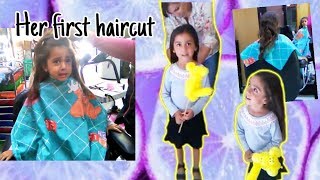 MY DAUGHTER'S FIRST HAIRCUT (She cried)💇😪