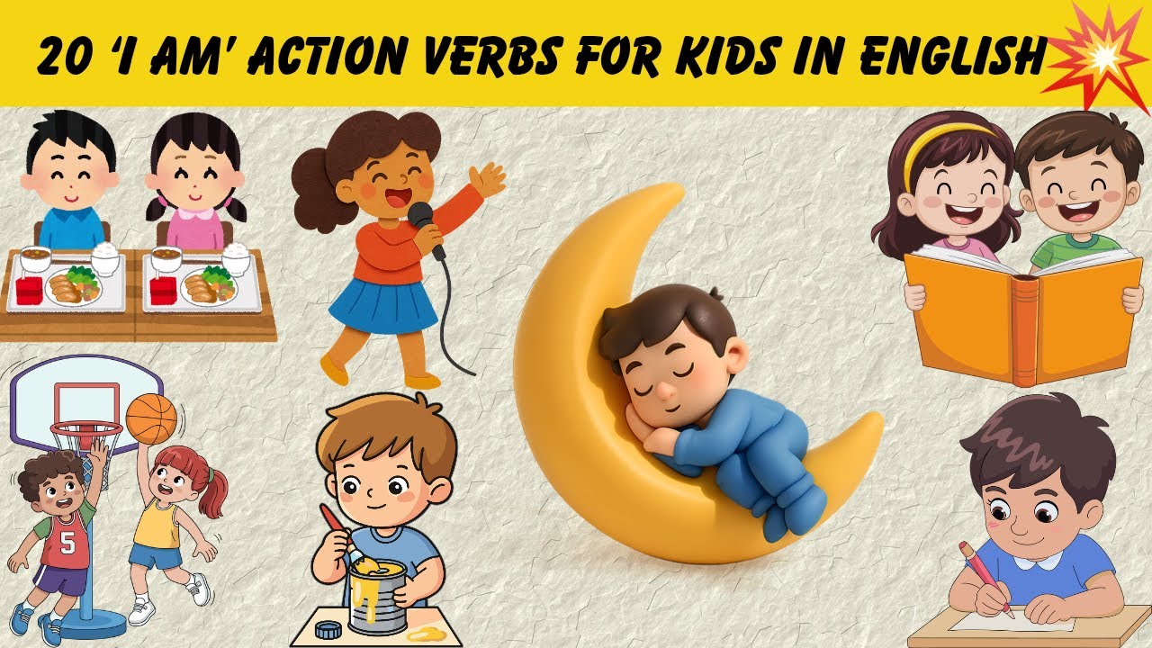 Action Verbs in English for Kids / “I Am” Action Verbs for Kids - YouTube