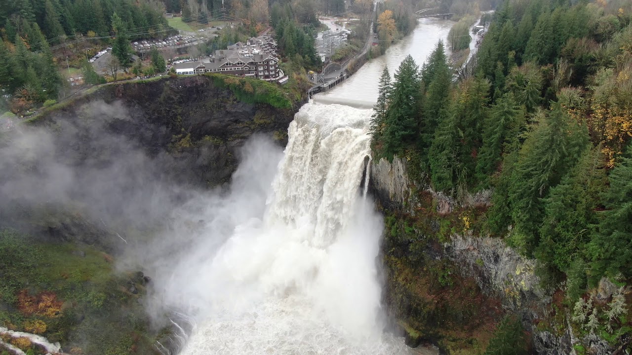 Snoqualmie Falls near flood stage - YouTube