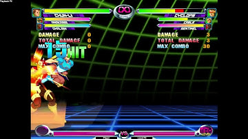MvC2 Chun Li mid-shom infinite loop combo 3 reps 15 hits