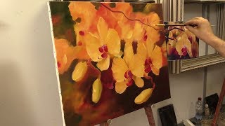 Фрагмент мастер-класса. Жёлтые орхидеи. Fragment of the Workshops. Allaprima. Yellow orchids Фрагмент мастер-класса. Жёлтые орхидеи. Fragment of the Workshops. Allaprima. Yellow orchids