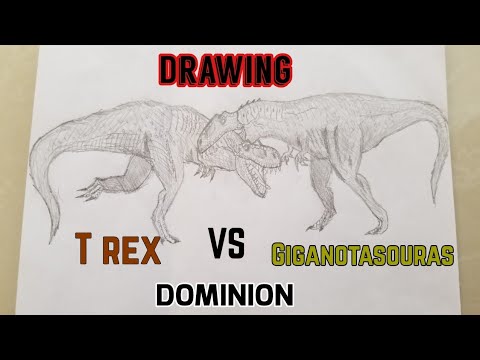 Desenhando Giga vs T-rex (Jurassic World Domínio) 