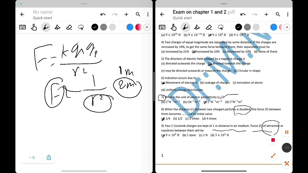 Electricity - Exam on Chapters 1 and 2