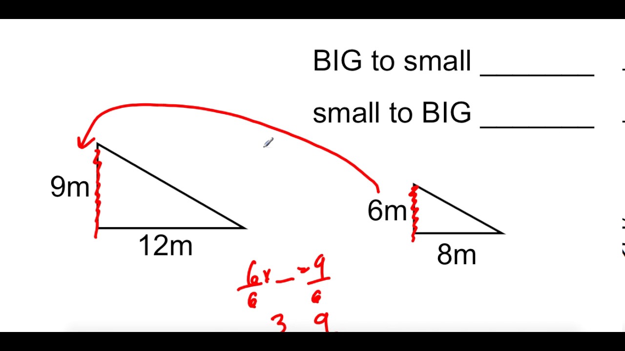 Determine the Scale Factor Between Two Shapes and Determine the Missing  Lengths (Whole Number Scale Factors) (A)