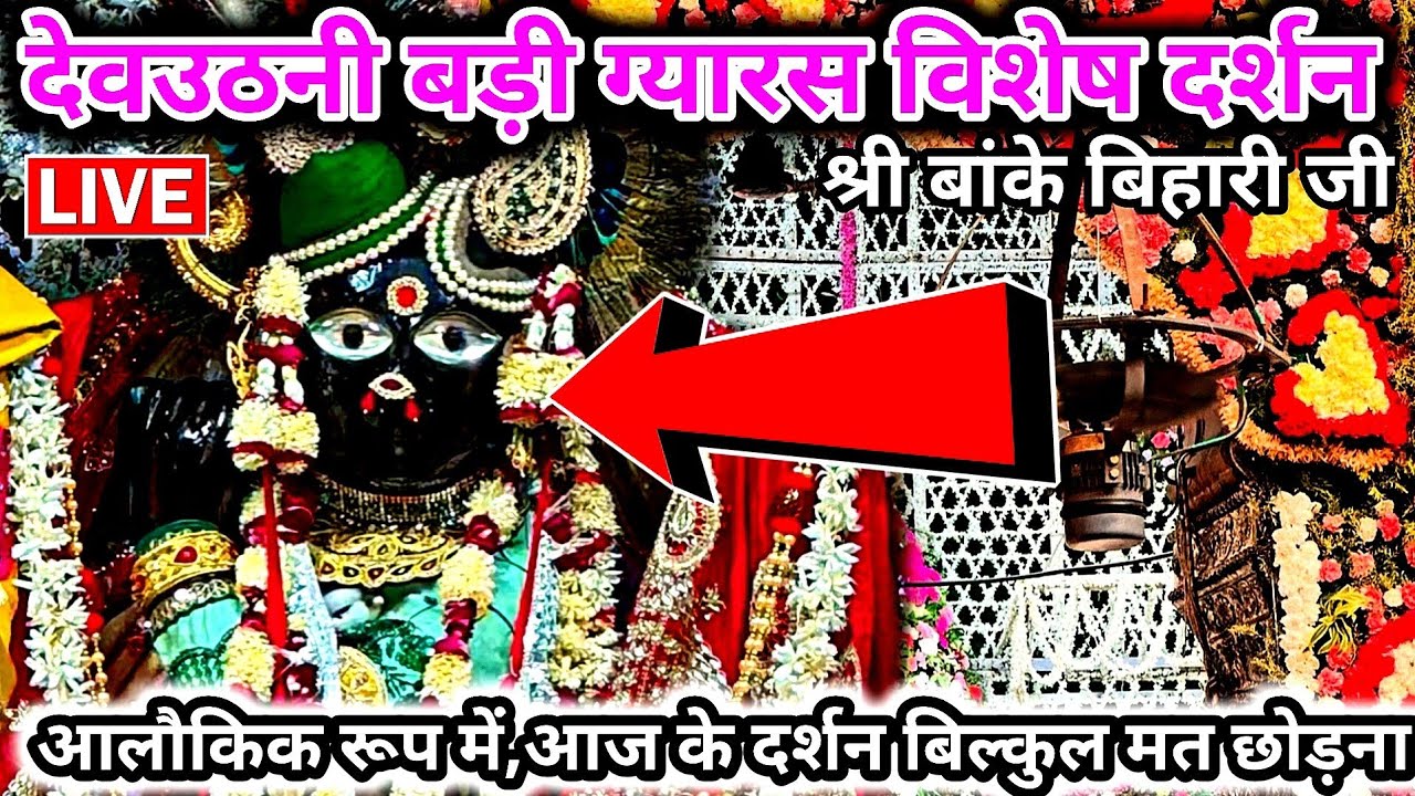 🙏देवउठनी एकादशी ♥️ विशेष दुर्लभ दर्शन 🙏 श्री बांके बिहारी जी 🌹 banke bihari live darshan today