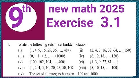 Exercise 3.1 question 1 math 9 PCTB | how to write a set in set builder notation | Waseem academy