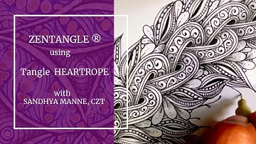 Zentangle® Mini Project with Tangle HEARTROPE, beginners tutorial
