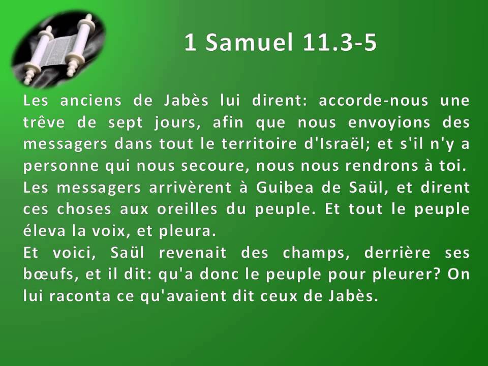 09 Le premier livre de Samuel chap 11 Texte déroulant et l'audio vidéo