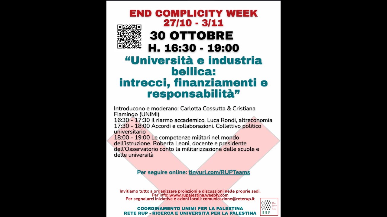 2025-10-31 "Università e industria bellica : intrecci, finanziamenti e responsabilità" UNIMI RUP