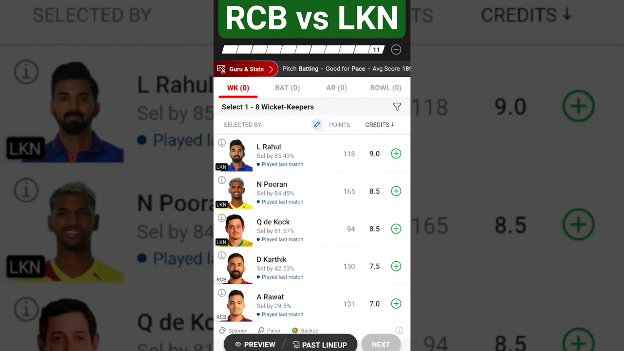 rcb vs lkn , bangalore vs lucknow dream11 , rcb vs lsg dream11 prediction