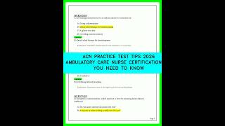 ACN PRACTICE TEST TIPS 2026 AMBULATORY CARE NURSE CERTIFICATION ALL YOU NEED TO KNOW 2026 VIDEO!!