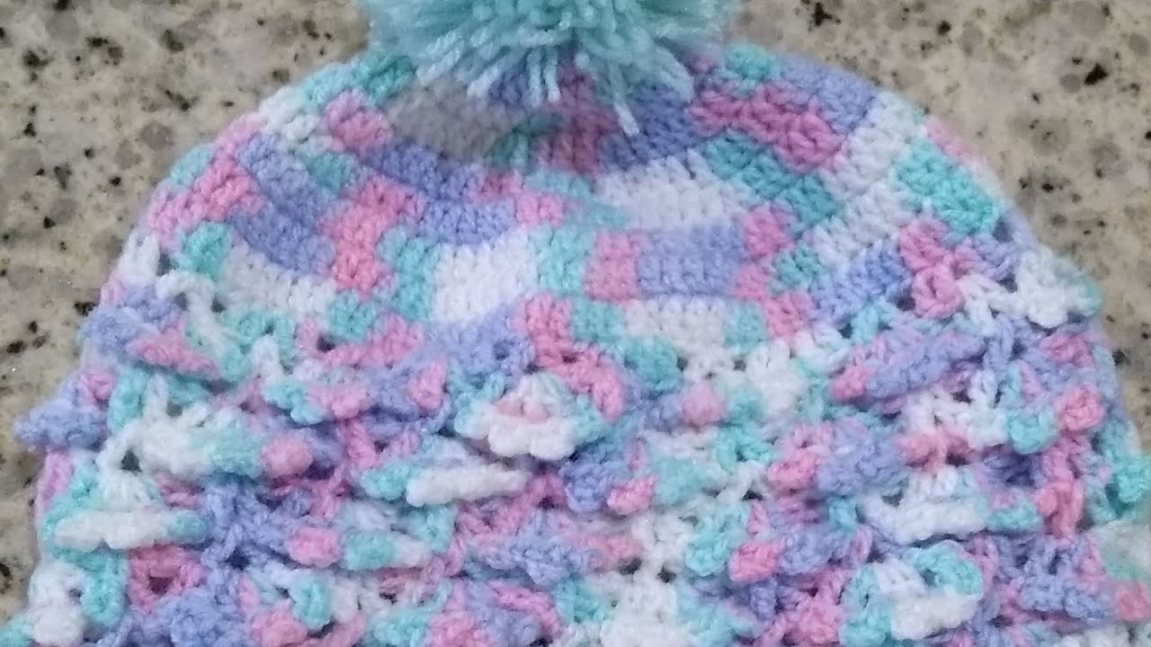 Touca infantil em crochê para 1 e 2 anos ( conjunto Vitória)