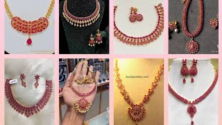 "Stylish Ruby Necklace Design's Women Favourite" #viral #trending #youtube #gold #ruby #neckdesign