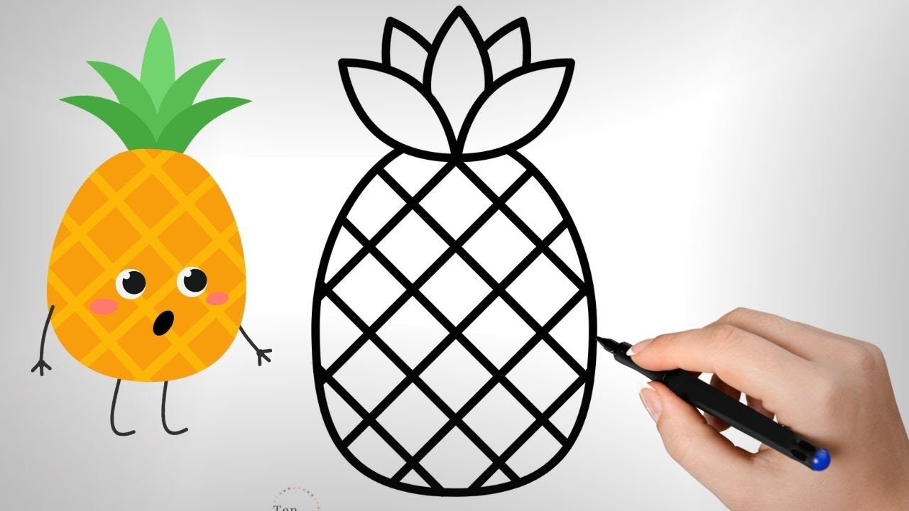 How To Draw A Pineapple Step By Step 🍍 Pineapple Drawing Easy - YouTube