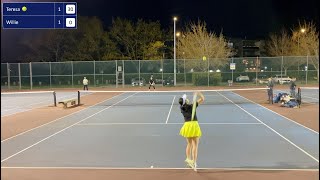 3.0 Girl v 3.0 Guy - Who's your money on - Mixed Singles Tennis Match - Teresa v Willie