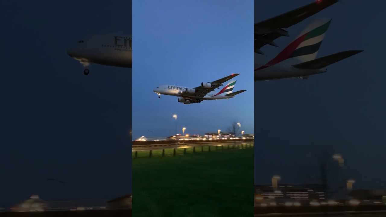 Emirates A380 landing London Heathrow from Dubai. YouTube