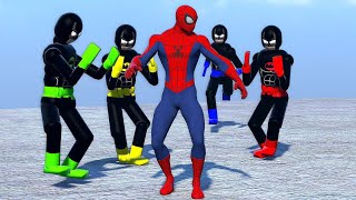 Team Batman vs Spiderman \& NPCs - Superhero Ragdoll Physics