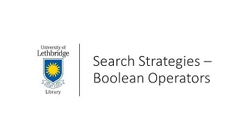 Search Strategies - Boolean Operators