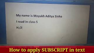 How to Add Subscript in microsoft word | Class 5 Computer class