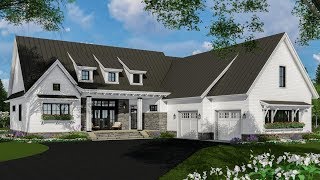 farmhouse courtyard garage modern plan plans bedroom front architecturaldesigns entry open porch designs architectural ranch bath charming virtual tour bed