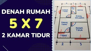 Denah Rumah 5x7 2 Kamar Tidur