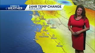 KSBW sexy meteorologist Gina Devecchio tight red dress