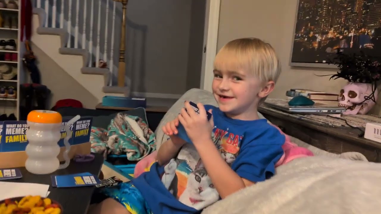 10_25_25 Ted plays Meme Game - First time reading cards on his own!