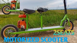 How to Build a Motorized Scooter -2 Seats at home 4-stroke engine