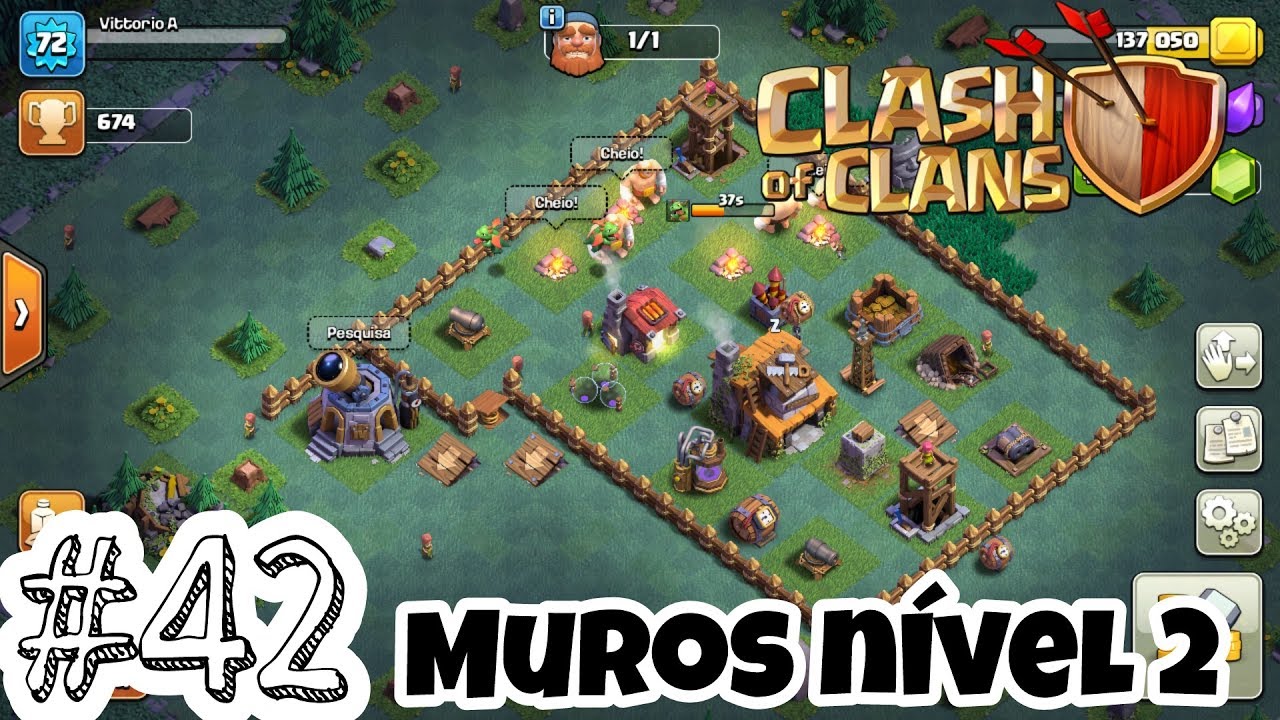 Clash of Clans 42 MUROS NÍVEL 2 YouTube Clash of Clans 42 MUROS NÍVEL 2 YouTube