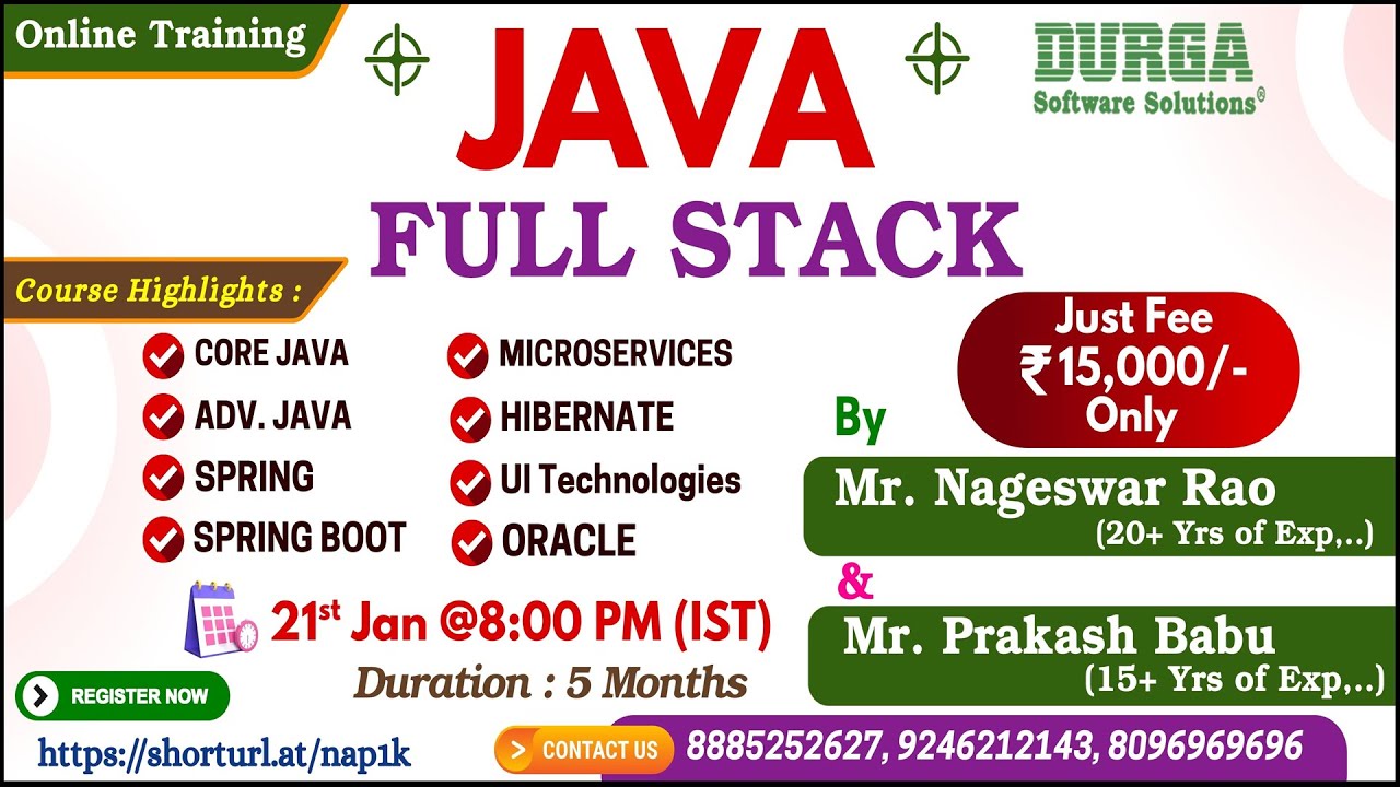 JAVA FULL STACK Online Training @ DURGASOFT