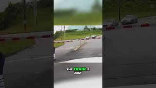 Near Death at Railroad Crossing! Train vs Car: You Won't Believe It! #shorts