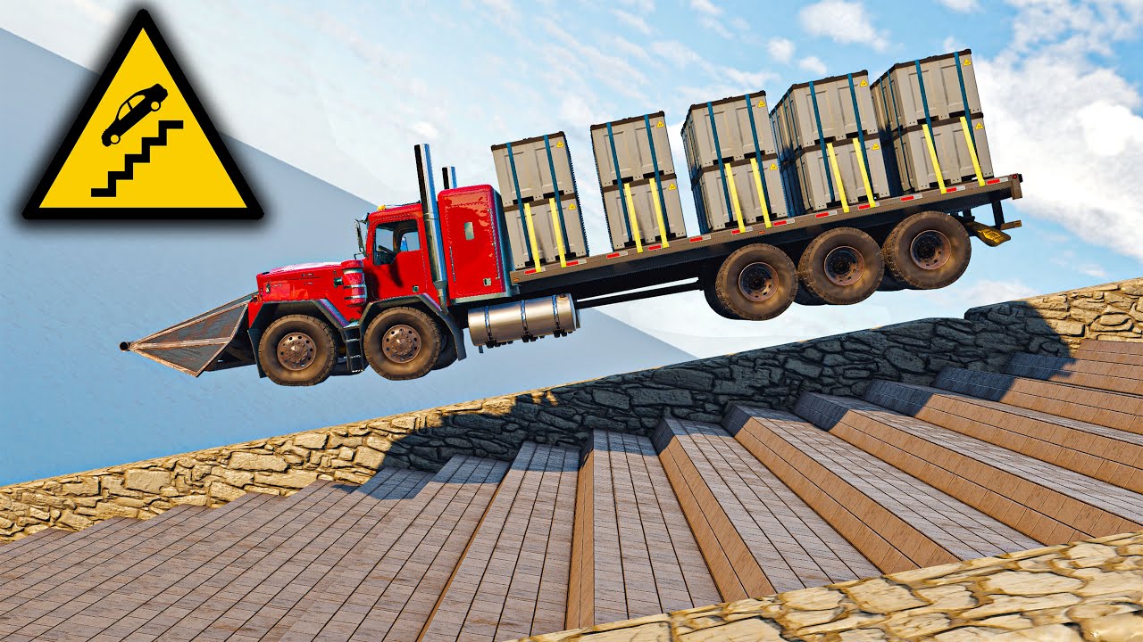 Cars vs Giant Stairs – Some Vehicles Didn’t Stand a Chance | BeamNG.drive