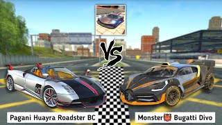 Extreme Car Driving Simulator 2023 - Pagani Huayra Roadster BC vs Monster Bugatti Divo - Car Game
