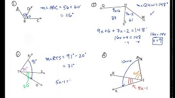 Angle Addition Postulate - Additional Examples