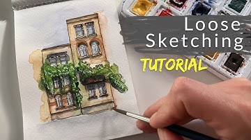 Ink and Watercolor Loose Urban Sketching for Beginners l Real-time Tutorial