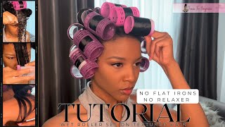 Wet Roller Set on Natural Hair No Heat Damage | Roller set with end papers | Frizz on curly hair