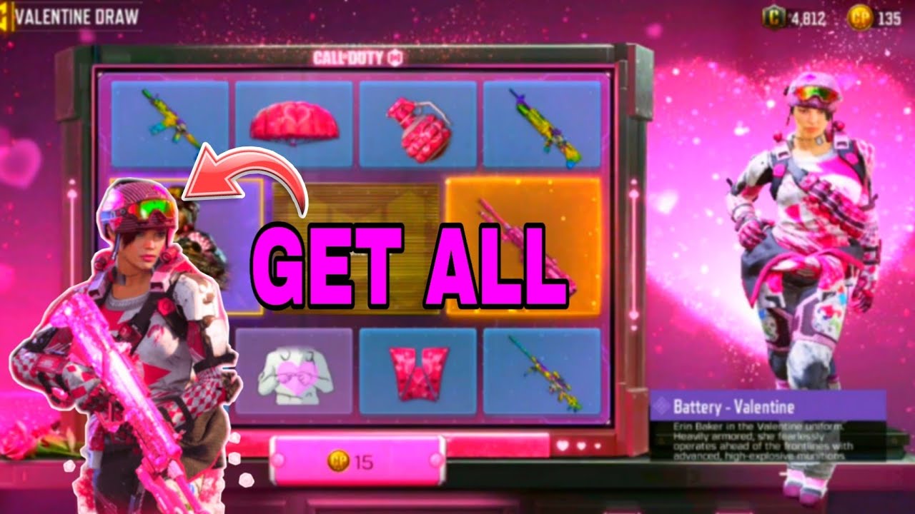 🌹VALENTINE DRAW 🌹 UNLOCK ALL REWARD & BATTERY Gameplay - CALL OF DUTY