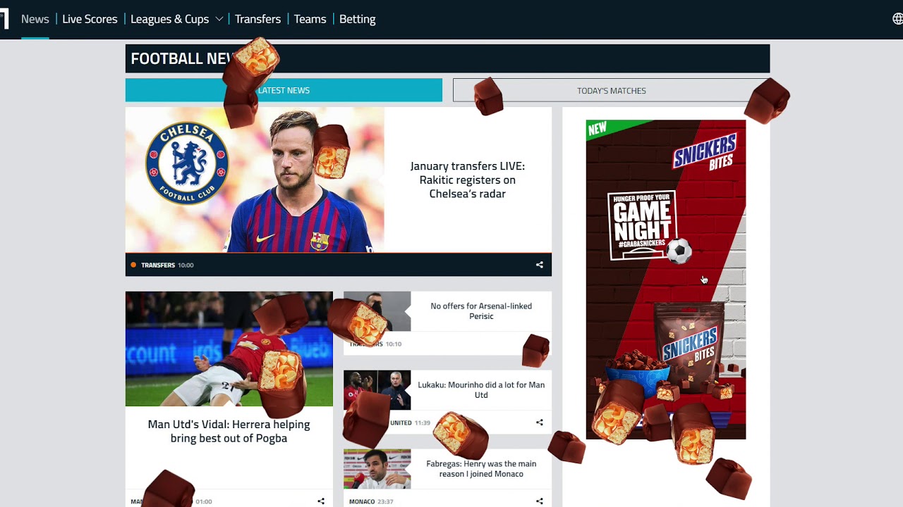 Snickers - fullscreen animated floating banner