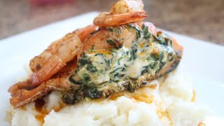 Easy Creamy Spinach Stuffed Salmon