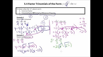 MBF3C 5.4 Factor Trinomials in the form y=ax^2+bx+c