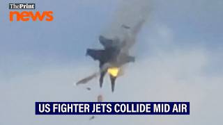 Moment when two US fighter jets collide mid air during an air show