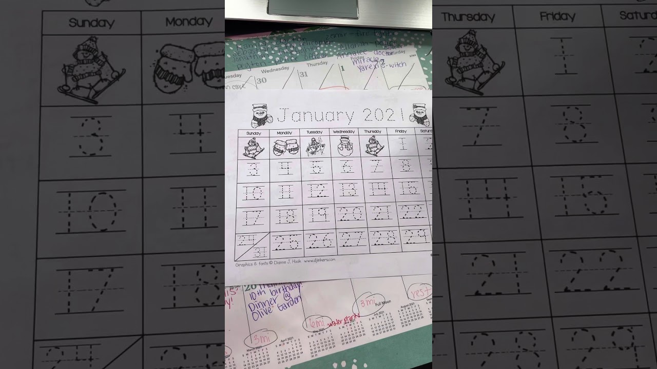 January 2021 calendar