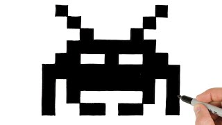 How to Draw Space Invader Pixel Art Game Drawing