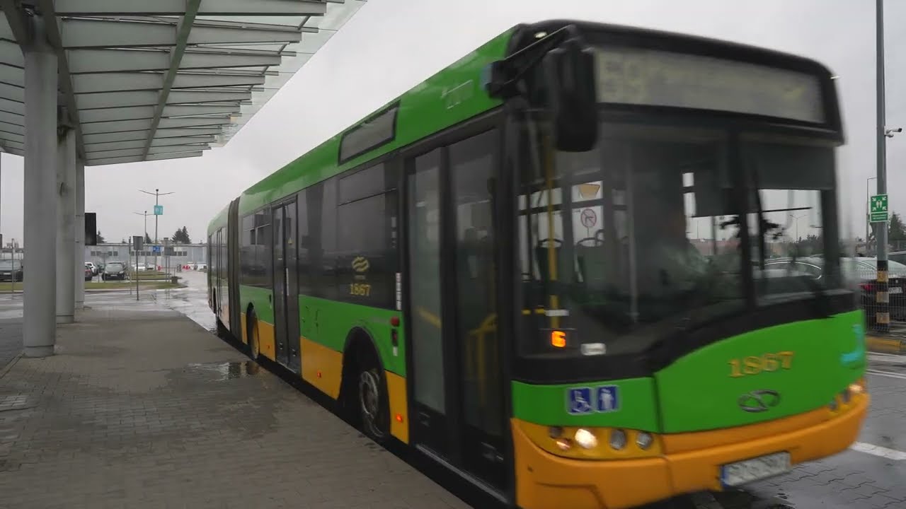 Poland, Poznań, bus 159 ride from Airport to Dworzec Główny