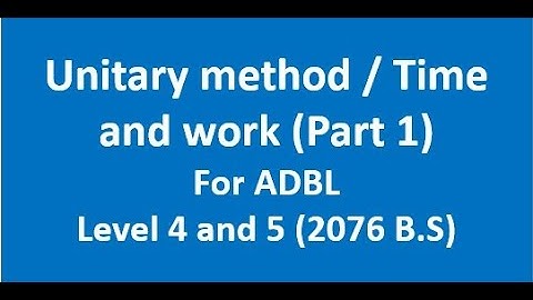 Unitary method- Part 1 for ADBL Level 5 and 6