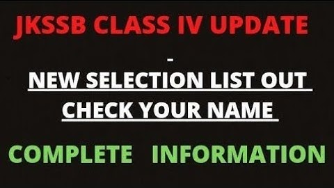 Good News: JKSSB Class 4th New Merit List Out || Download PDF || Check Your Name