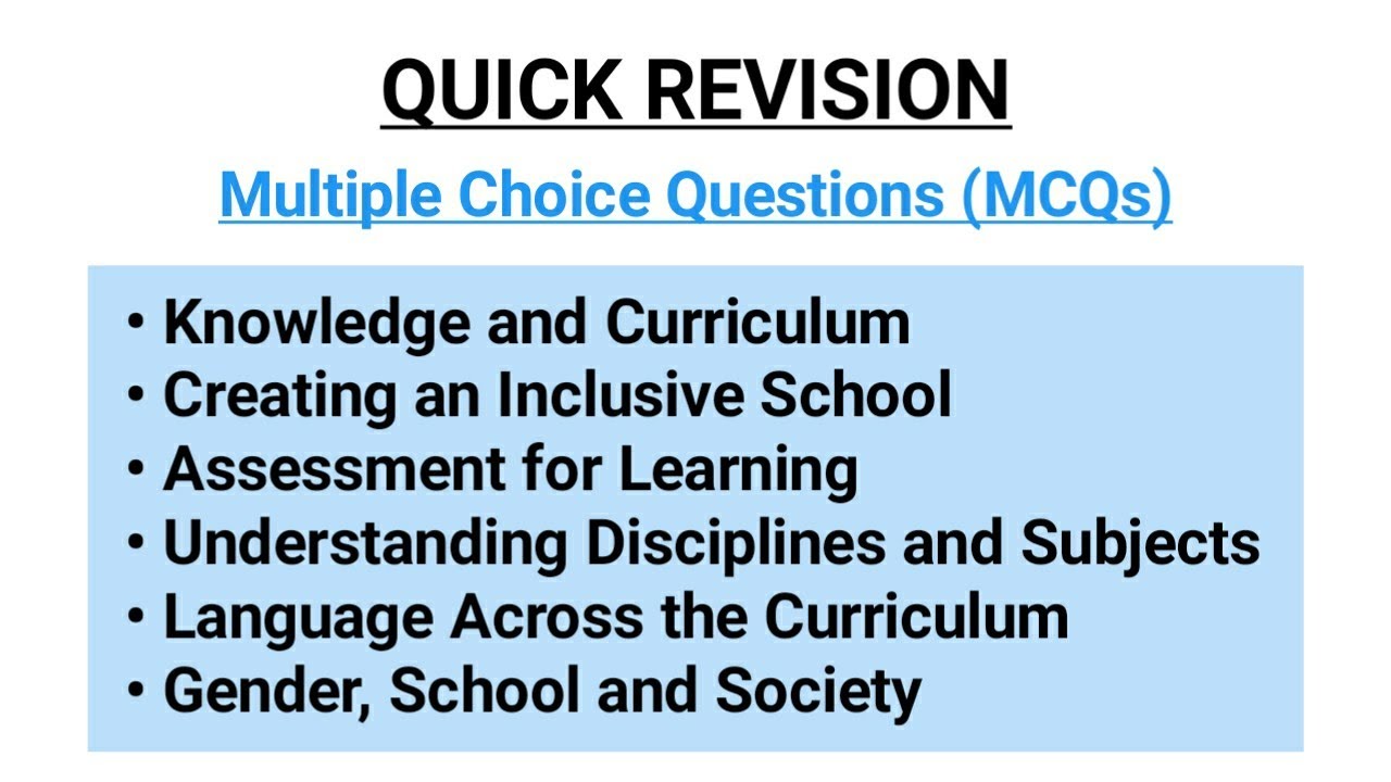 Quick MCQs Revision of All Subjects of B.Ed | Test Yourself for Exams 2020 |